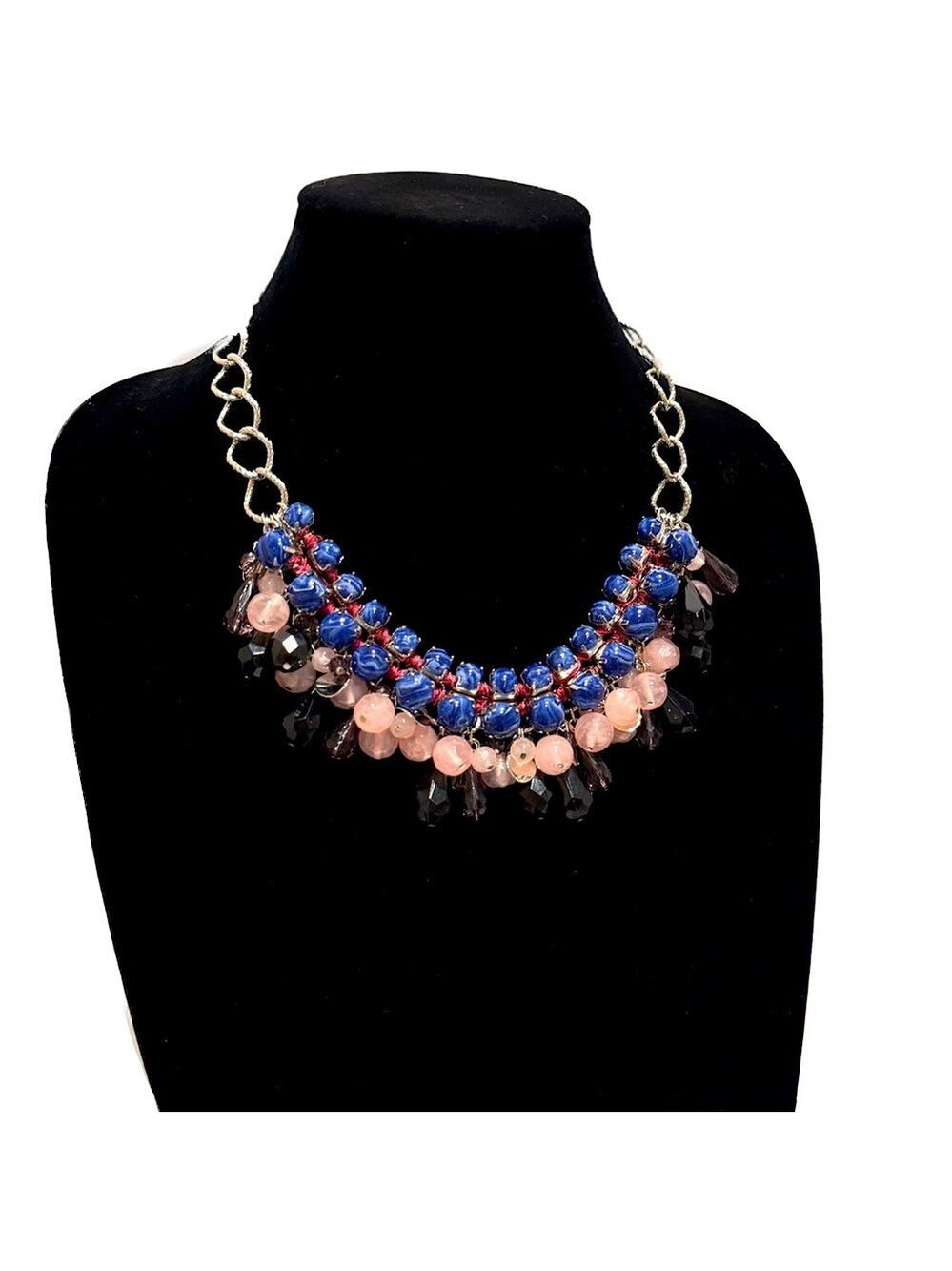 SWEET TREAT | TALBOTS Pink & Blue Bauble Beaded Statement Necklace | NWOT - Picture 4 of 7
